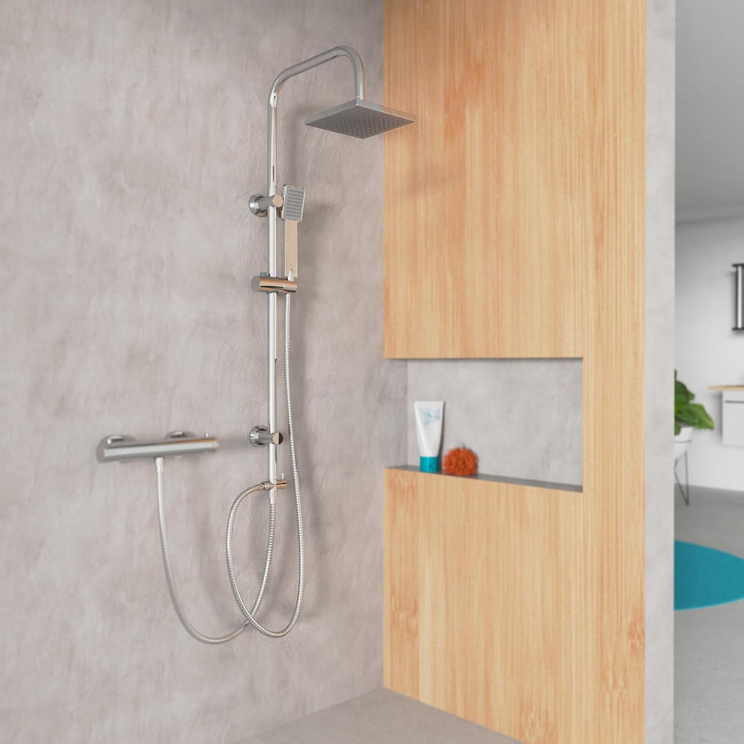 EISL EASY ENERGY Duschset, Duschsäule 2 in 1 mit grosser Regendusche (176 x 176 mm) und Handbrause,