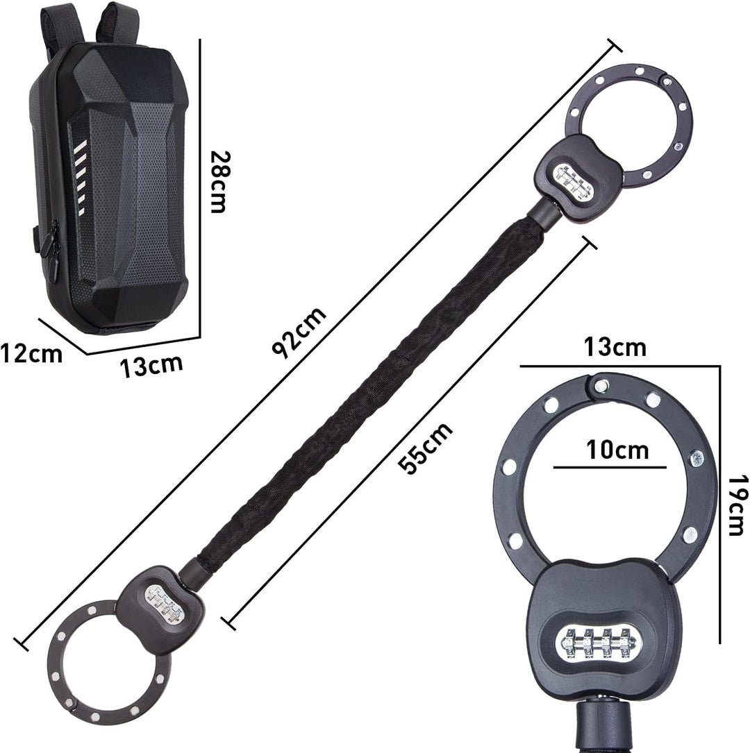 Todeco E Scooter Schloss mit Zahlencode, 8mm Dicke Kettenschloss, Handschellenschloss Fahrradschloss