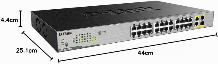 D-Link DGS-1026MP Layer2 PoE+ Gigabit Switch (26-Ports, davon 24 x 10/100/1000 Mbit/s PoE-Ports und