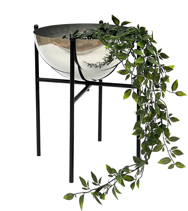 DanDiBo Blumenhocker Metall mit Topf Schwarz Silber 25-45 cm Blumenständer 96257 Blumensäule Modern