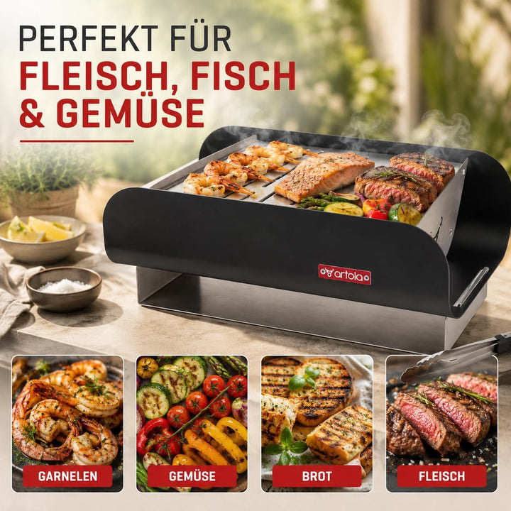 [ Test SEHR GUT, Note 1.1 *] Artola TrunQy Gourmet Holzkohlegrill Tischgrill - Tragbarer BBQ Grill f