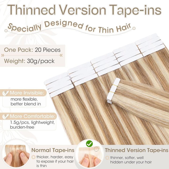 Elailite Tape Extensions Haarverlängerung - Invisible Tape Extensions Echthaar - Remy Real Human Hai