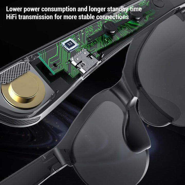 Smart Bluetooth Sunglasses, Wireless Sound Sunglasses, Built in Mic Music Sunglasses, 140 Languages