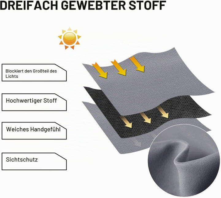 DWCN Raumteiler Vorhang Blickdicht Grau Raumtrenner Ösenschal 1 Stück Verdunklungsvorhang für Wohnzi