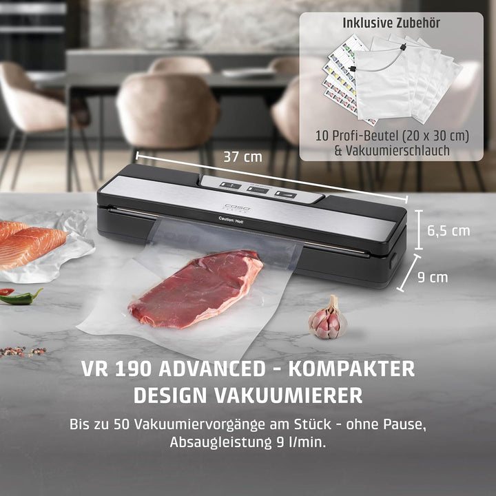 CASO 1520 VR 190 advanced Vakuumierer - Folienschweissgerät mit 2,5 mm starker Schweissnaht, bis zu