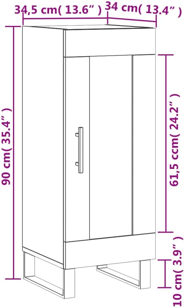 vidaXL Sideboard Hochglanz-Weiss 34,5x34x90 cm Holzwerkstoff, Hochglanz-weiss