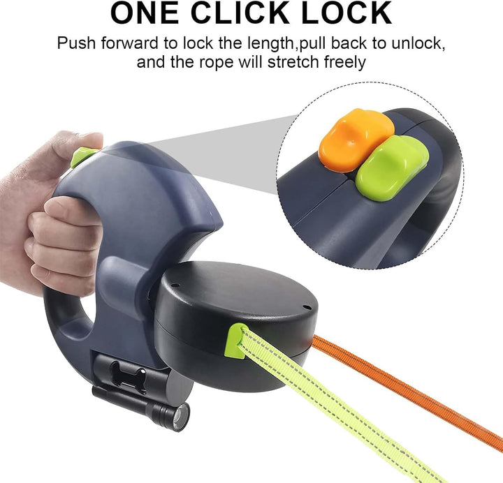Doppelte Einziehbare Hundeleine 3m Flexible Rollleine mit LED Licht, Automatische Lange Hundeleine f