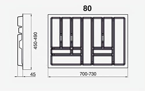 Besteckkasten für Schubladen 80cm - Besteckeinsatz - Praktisch Schubladen Ordnungssystem - Besteckei