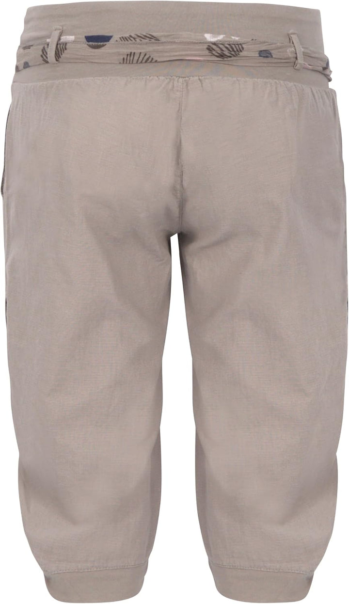 Malito Damen Kurze Hose aus Leinen | Caprihose in Unifarben | feine Freizeithose mit Gürtel | Stoffh