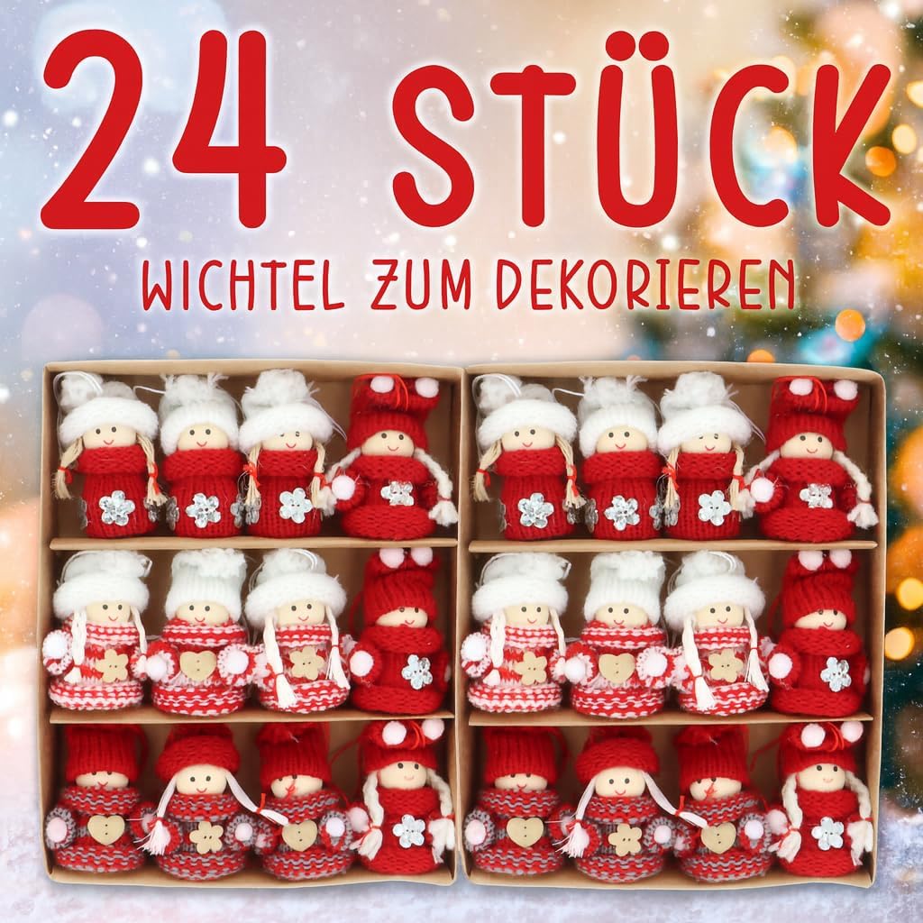 CREOLOGIC Mini-Wichtel Figur 7cm · Baumschmuck· Weihnachtsdekoration · Wintermütze · Deko · Wichtelg