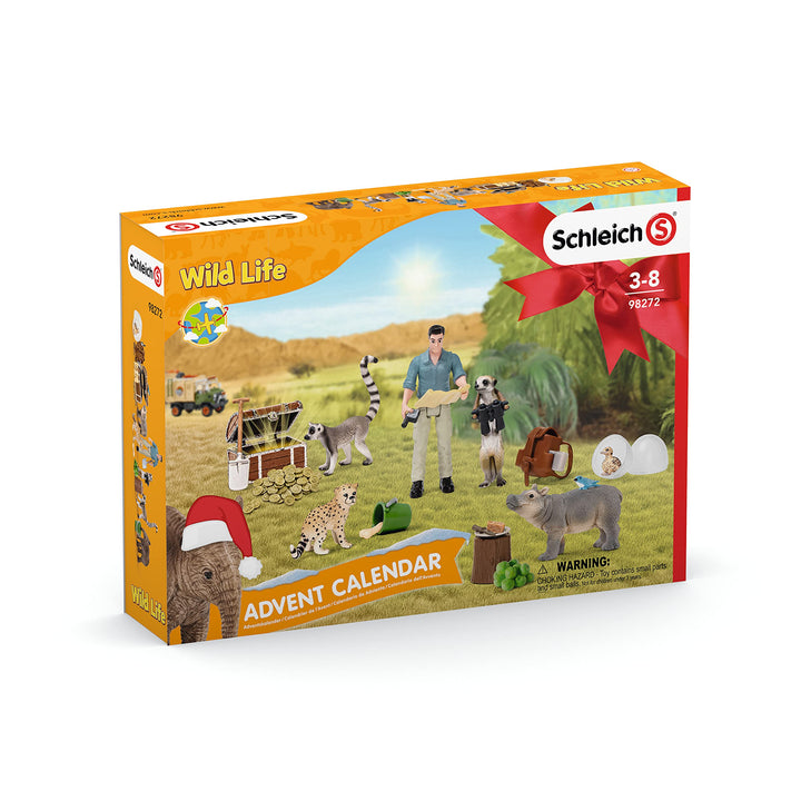 schleich WILD LIFE 98272 Adventskalender Kinder - Tiere Figuren Set mit Abenteuerfigur - Mit Baby Ni