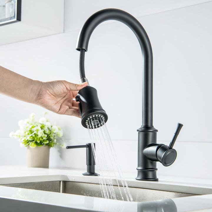 Vintage Wasserhahn Küche Mit Brause Ausziehbar,Küchenarmatur 360°Schwenkbar Spültischarmatur,Einhebe