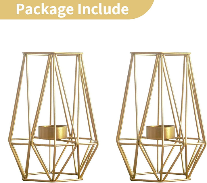 Nuptio 2 Stück Metall Sechseck Geformt Geometrisches Design Teelicht Votiv Kerzenhalter, Eisen Hohl