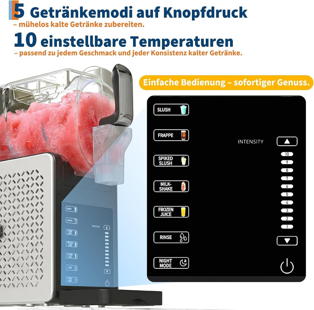 Slush-Eismaschine 1,9 L (64 oz) – Frozen-Drink-Maker mit 5 Programmen + 6 Presets, Selbstreinigung,