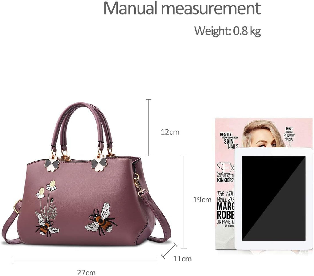 NICOLE&DORIS Handtaschen Damen Mode Schultertasche Geldbörse Retro Umhängetasche Frau Tote Stickerei