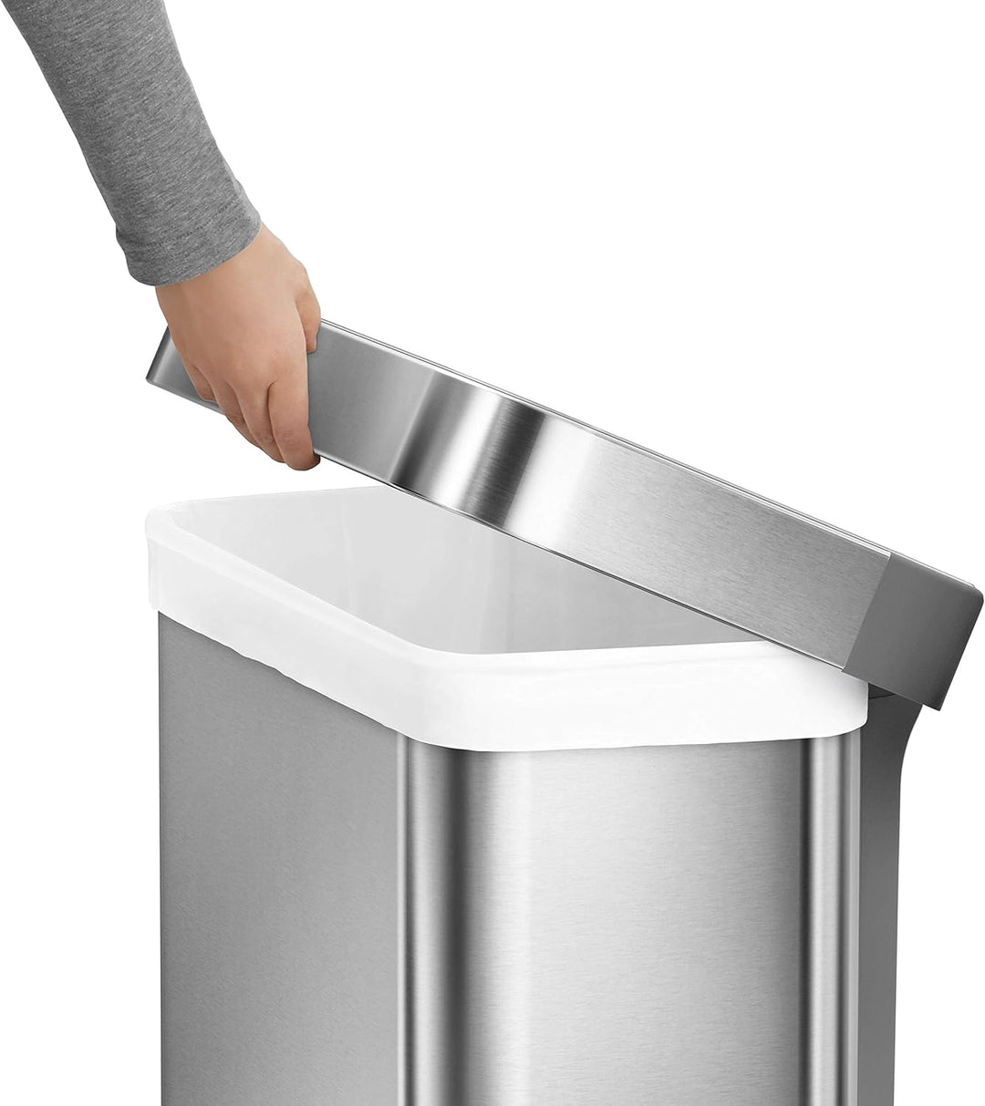 simplehuman CW2086 55 Liter, rechteckiger Treteimer mit Beutelfach, Mülleimer Küche, gebürsteter Ede