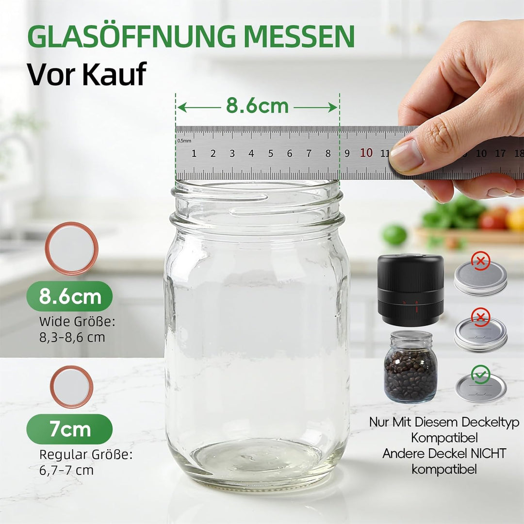 Wothfav Elektrisches Vakuumierer für Einmachgläser, Elektrische Mason Jar Vakuum Sealer für Breite u