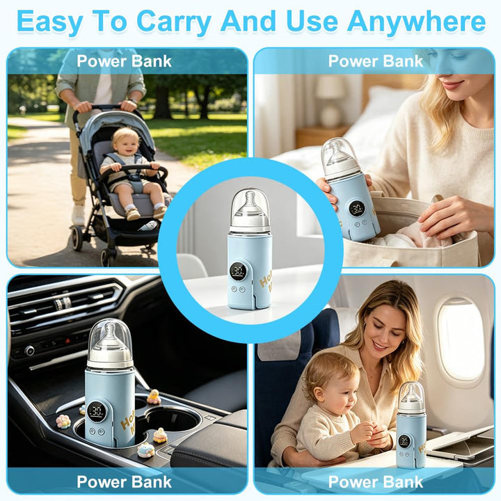 Flaschenwärmer Baby Unterwegs, Tragbarer Baby Flaschenwärmer mit LCD-Display 8000mAh Milchwärmer Bab