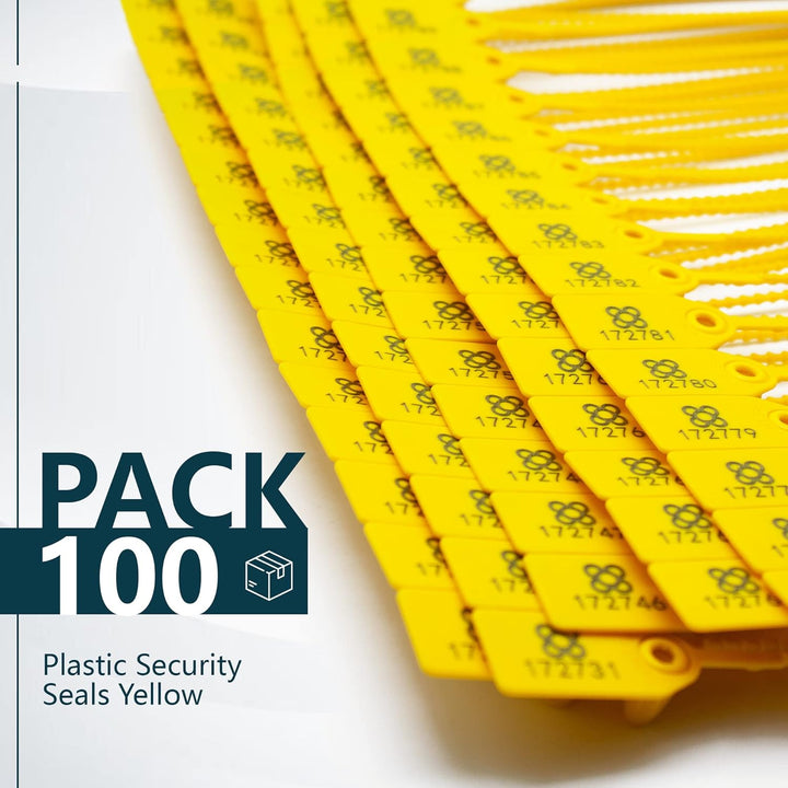 DOJA BARCELONA | Gelb Sicherheitsplomben aus Kunststoff | 100 Einheiten | 24 cm Lang | Plomben kunst