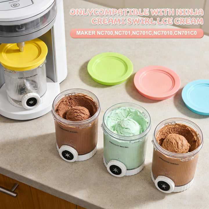 4er-Ninja Creami Swirl - Pack Behälter für Ninja Creami Swirl Pints und Deckel, Eisbehälter Ko