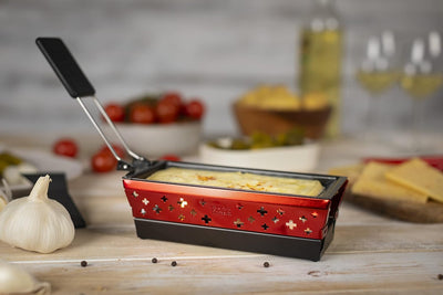 KUHN RIKON Candle Light Mini Schweizerkreuz Raclette Set, rot, Antihaft-Grill-Pfännchen, mit Teelich