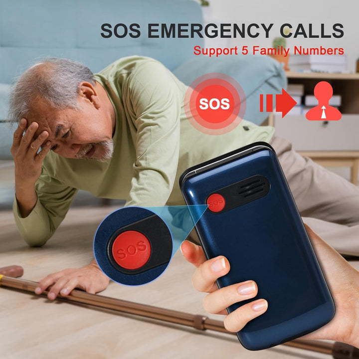 Qubo Flip Handy für Senioren GSM, Handy für Senioren, 2,4" Display, Lautstärke hoch, SOS-Funktion, D