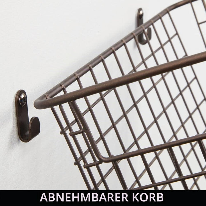 mDesign 2er-Set Wandregal aus Metall – grosser Ablagekorb für Flur, Schlafzimmer und andere Räume –