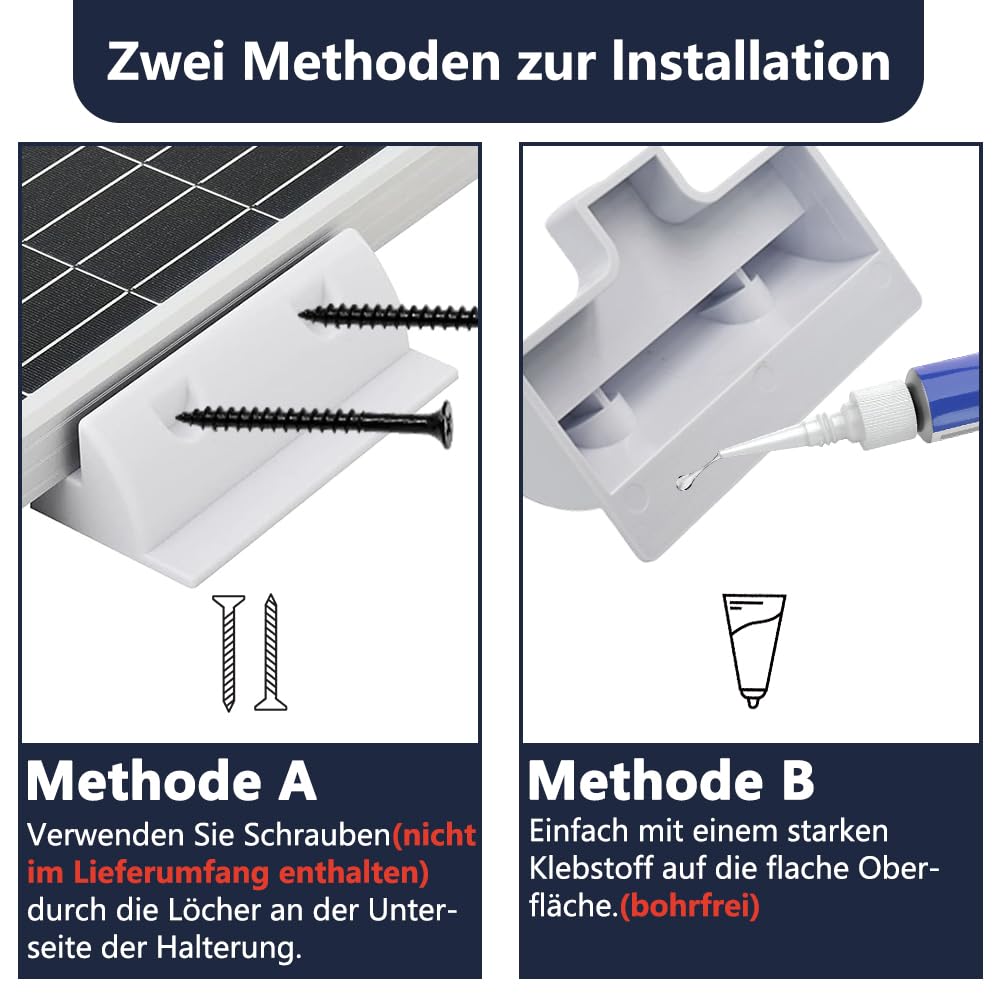 Sayhome ABS Solarmodul-Halterungen 4pcs, Solar ABS Montage Set, Ideal für Wohnmobile Caraven Boot (E
