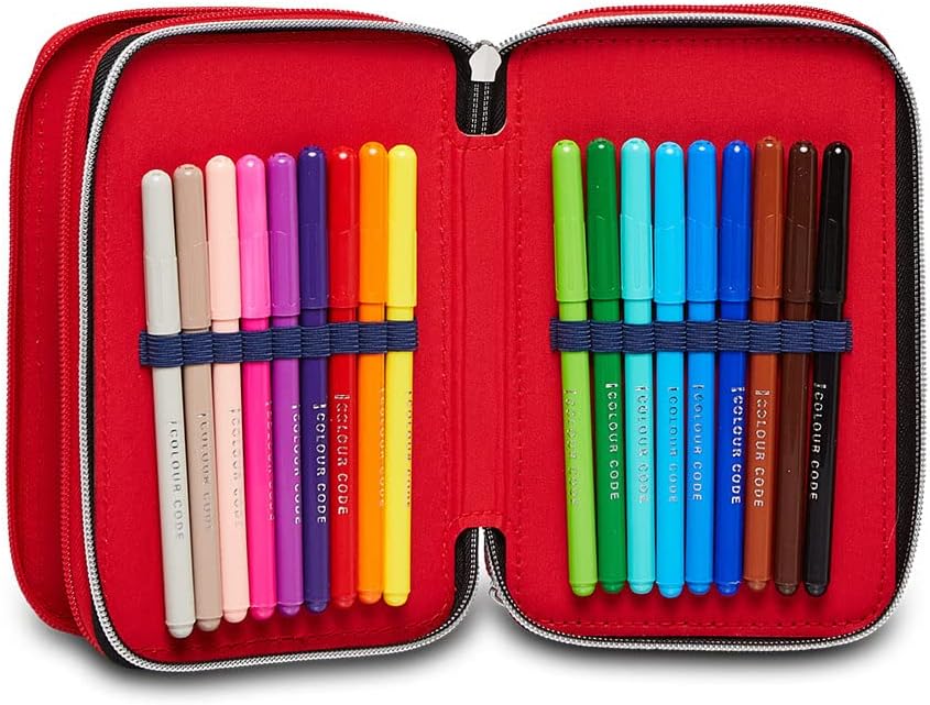 Seven Federmäppchen, Mäppchen, mehrfarbig, Federtasche für Schreibwaren, Etui mit Stiften, Kugelschr
