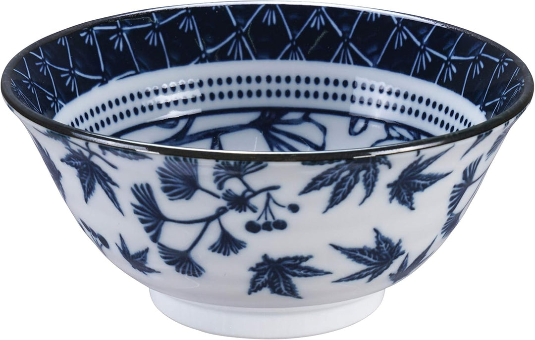 TOKYO design studio Flora Japonica 4-er Schalen-Set blau-weiss, Ø 14,8 cm, 7 cm hoch, ca. 500 ml, as
