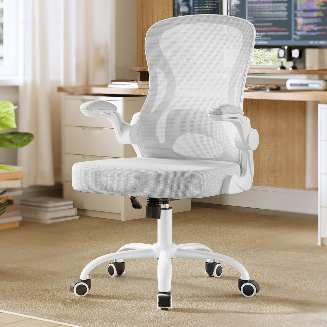 SONGMICS Bürostuhl ergonomisch, Drehstuhl mit Netzgewebe, Schreibtischstuhl mit Lendenstütze, Wippfu
