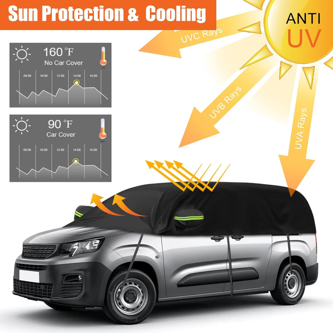 Opaltool Halbgarage für Citroen Berlingo K9 2018-2024, Schwarz Massgeschneidertes Autogarage Softtop