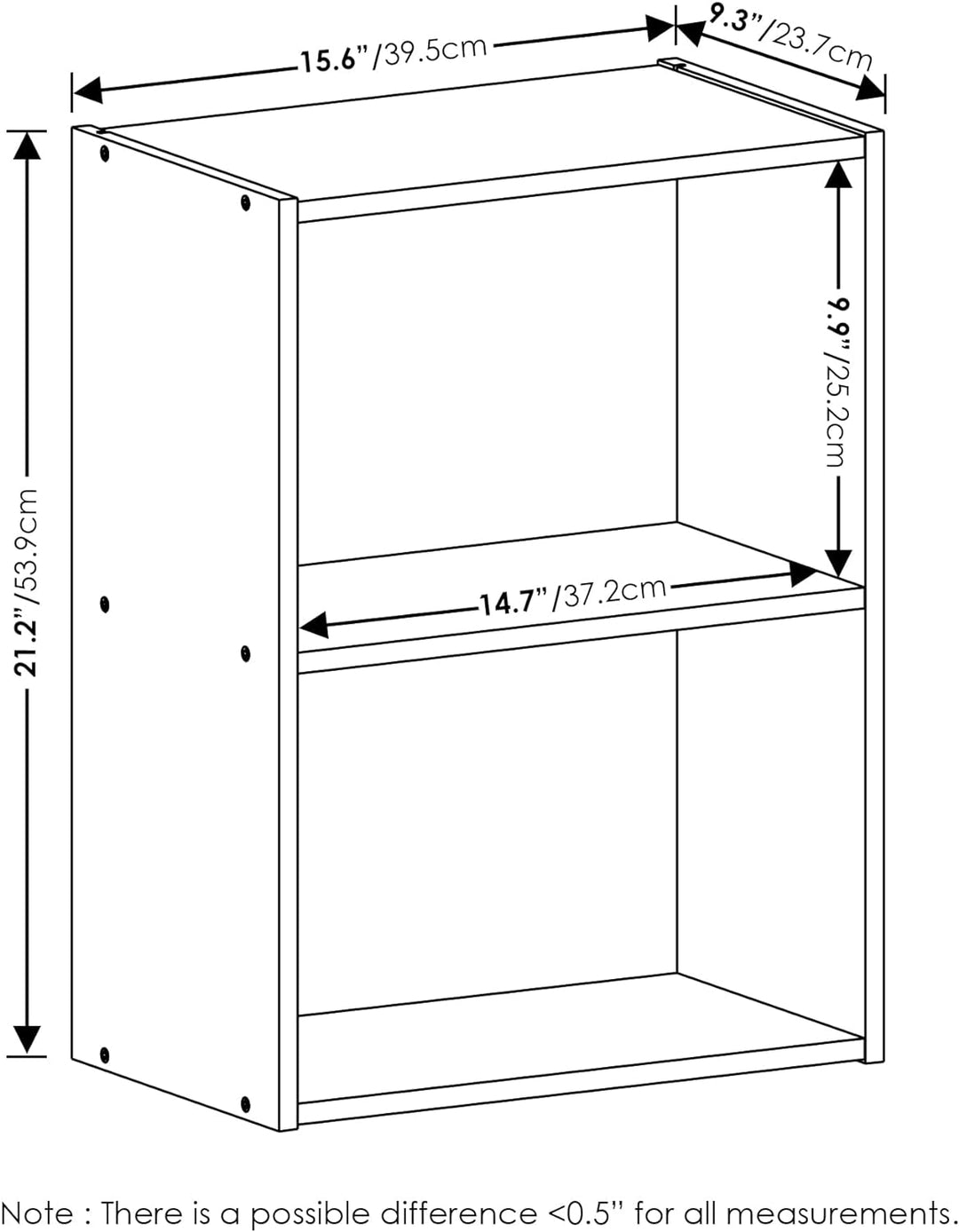 Furinno Luder Bücherregal 2-stöckig Rosa Weiss Weiss/Rosa 23.7(D) x 39.5(W) x 53.9(H) cm, Weiss/Rosa