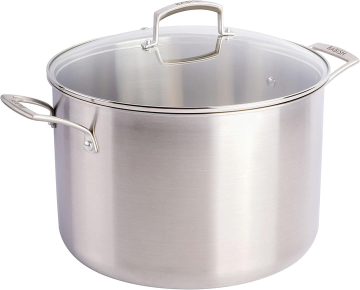 Babish Tri-Ply Stainless Steel Stock Pot w/Lid, 12-Quart 11.4 Liter, 11.4 Liter