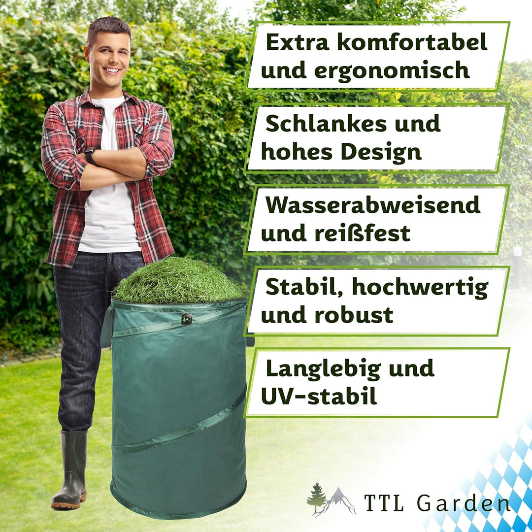 TTL Garden 2x 120L Premium Pop Up Gartensack - 220gsm 600D Oxford Gewebe selbstaufstellend robust &