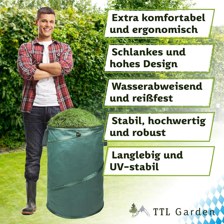 TTL Garden 2x 120L Premium Pop Up Gartensack - 220gsm 600D Oxford Gewebe selbstaufstellend robust &