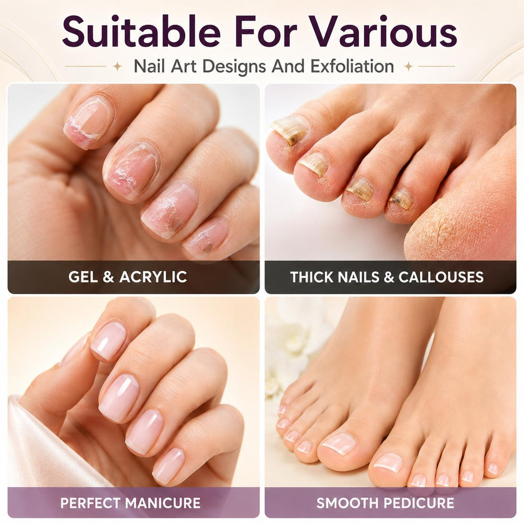hes Nagelfeilen-Set, 11 in 1, wiederaufladbar, für Maniküre und Pediküre, mit 3 Geschwindigkeitsstuf