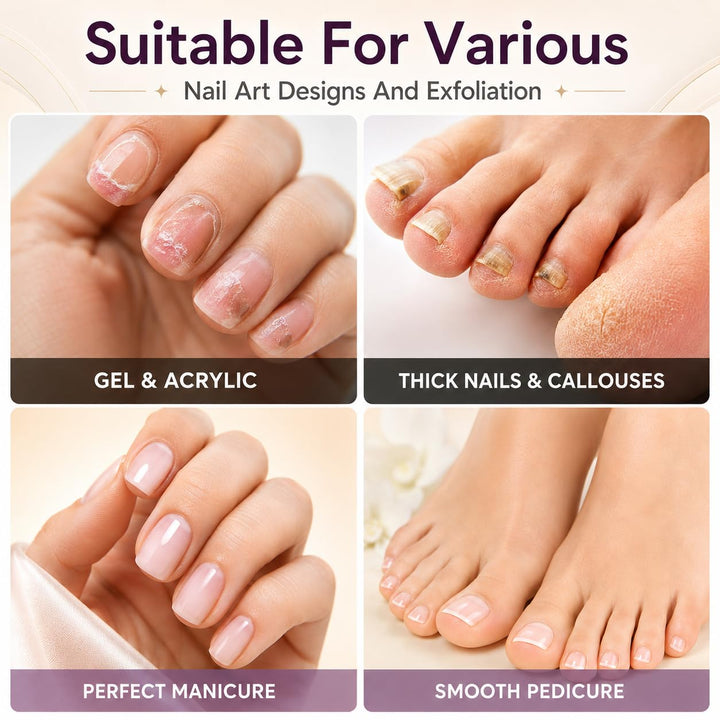 hes Nagelfeilen-Set, 11 in 1, wiederaufladbar, für Maniküre und Pediküre, mit 3 Geschwindigkeitsstuf