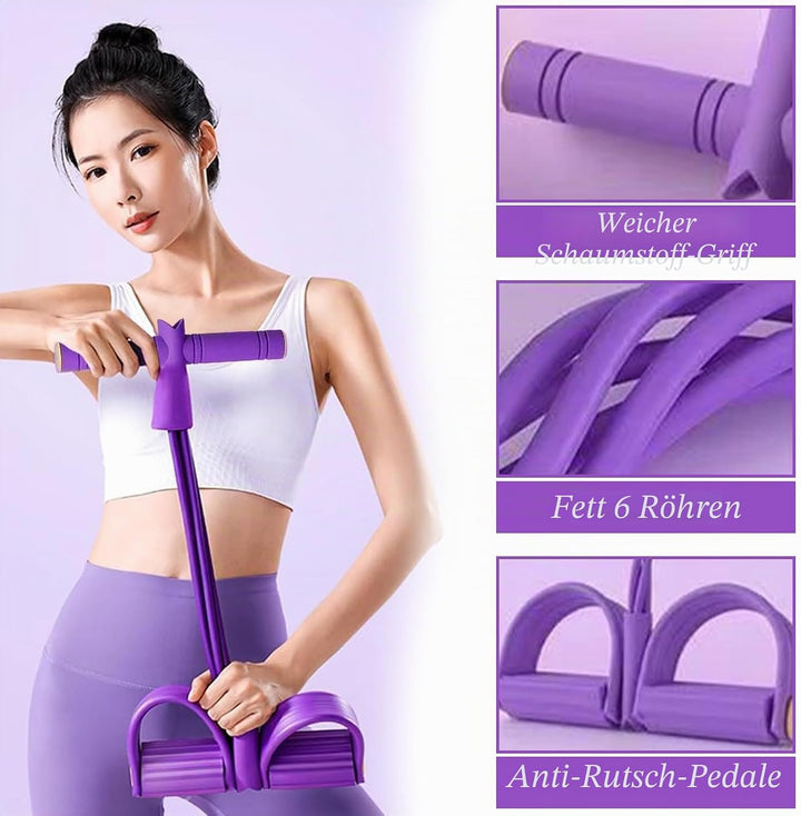 Bauchtrainer Sit-Up Trainingsgeräte Bodybuilding Ganzkörpertrainer 6 Tubes Elastische Zugseil Expand