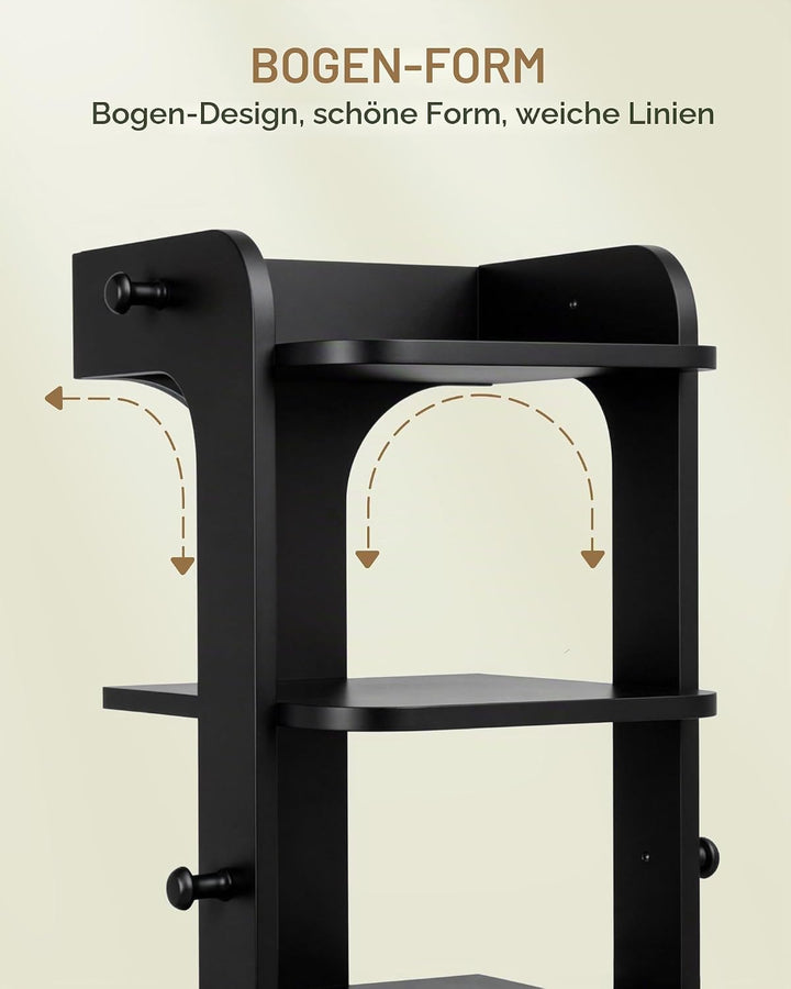 Hzuaneri Schuhregal, Schuhablage mit 10 Ebenen, Holz-Schuh-Organizer mit Haken, Verstellbar, Platzsp