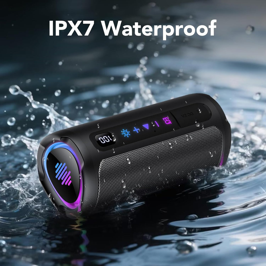 aowoka Bluetooth Lautsprecher mit Licht, 20W tragbare Musikbox, verbesserter Bass, LED-Anzeige, 20 S