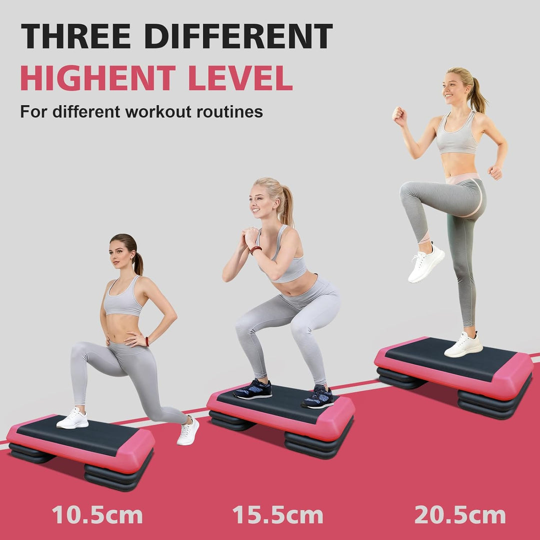 Aerobic Stepper für Fitness und Training, 76x35cm Steppbrett Höhenverstellbar, Step-Plattform-Traine