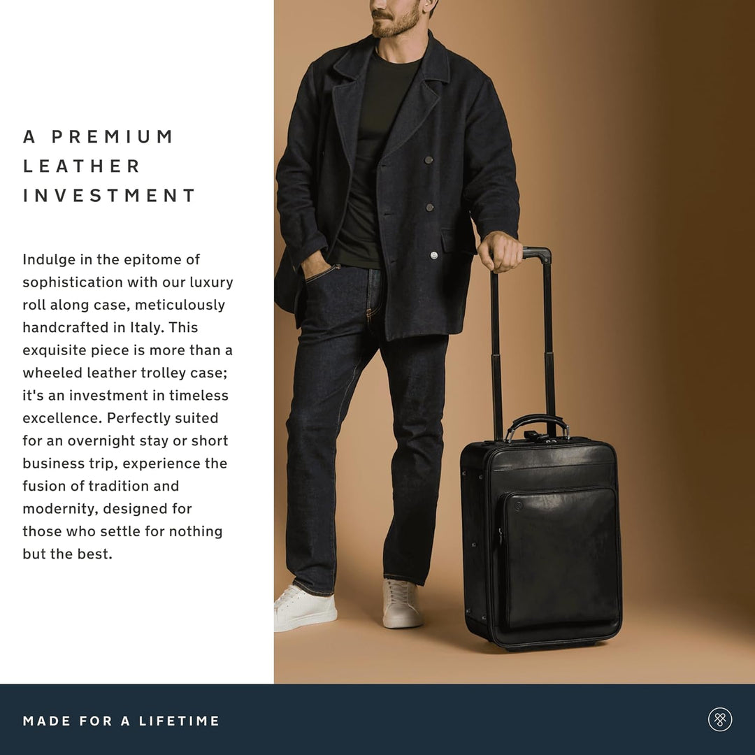 Maxwell Scott - Personalisierte Luxuriöser Lederrollkoffer mit Rädern für Luxusreisen - Handgefertig