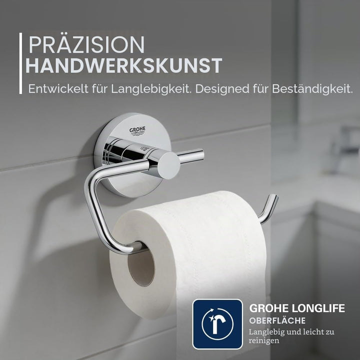 GROHE Essentials - WC-Papierhalter (Material: Metall, verdeckte Befestigung, zum bohren oder kleben)