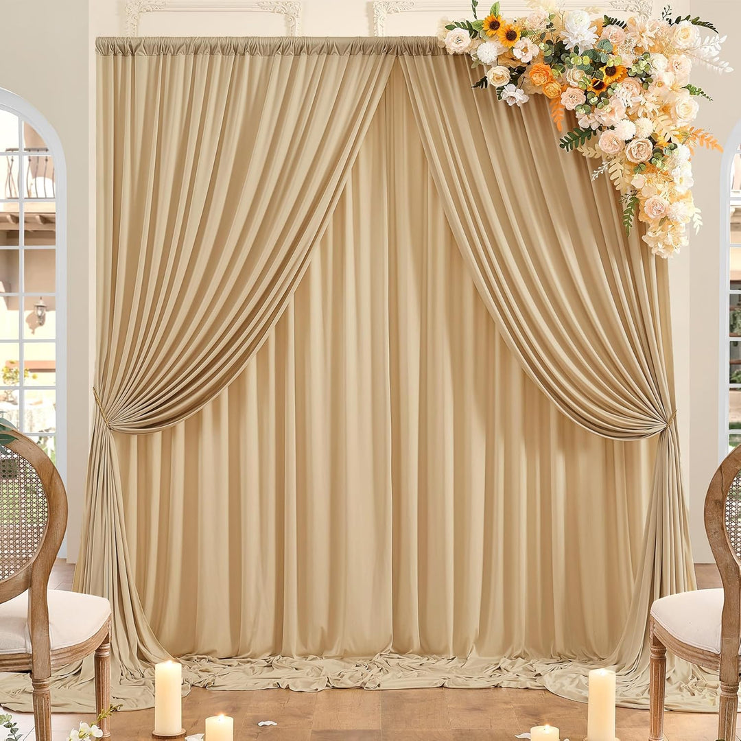 3x3 m Beige Vorhang für Kulissen, Party-Hintergrund Vorhang Beige Hochzeit Hintergrund, Polyester Be