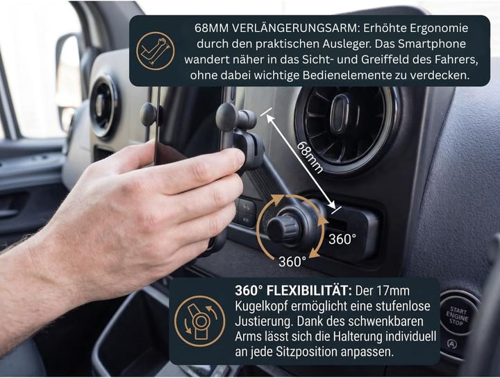 Generisch Logic Mount Beifahrer Handyhalterung für Mercedes Sprinter (2019-2026) – Speziell für MBUX