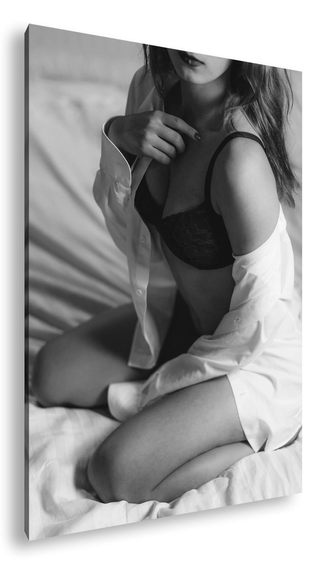 deyoli sexy Frau im Hemd Format:75x50 cm als Leinwandbild, Motiv fertig gerahmt auf Echtholzrahmen,