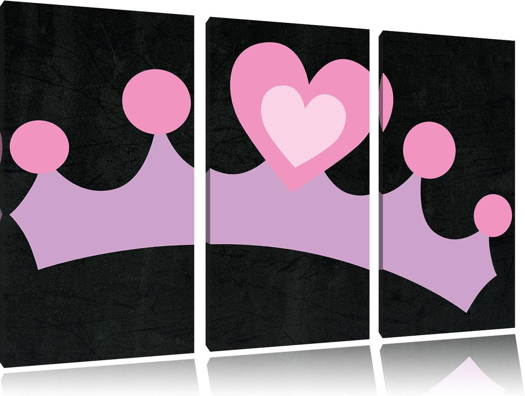 Pixxprint Hübsche Krone als Leinwandbild/Grösse: 3 Teilig (120x80) cm/Wandbild/Kunstdruck/fertig bes