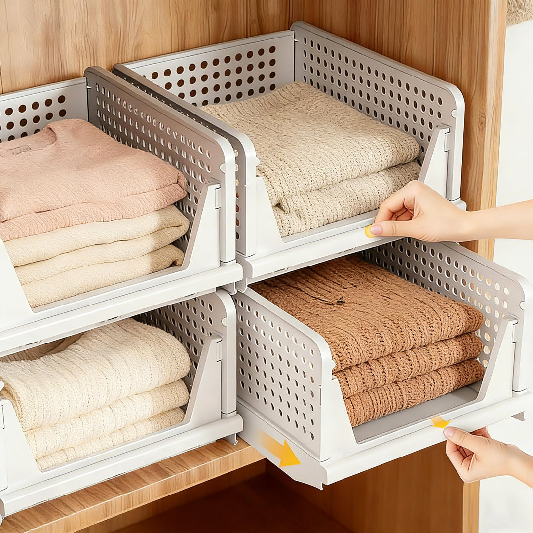 4 Pack Stapelbar Schrank kleiderschrank Organizer | Faltbare Organizer, Ausziehbar Faltbare Ordnungs