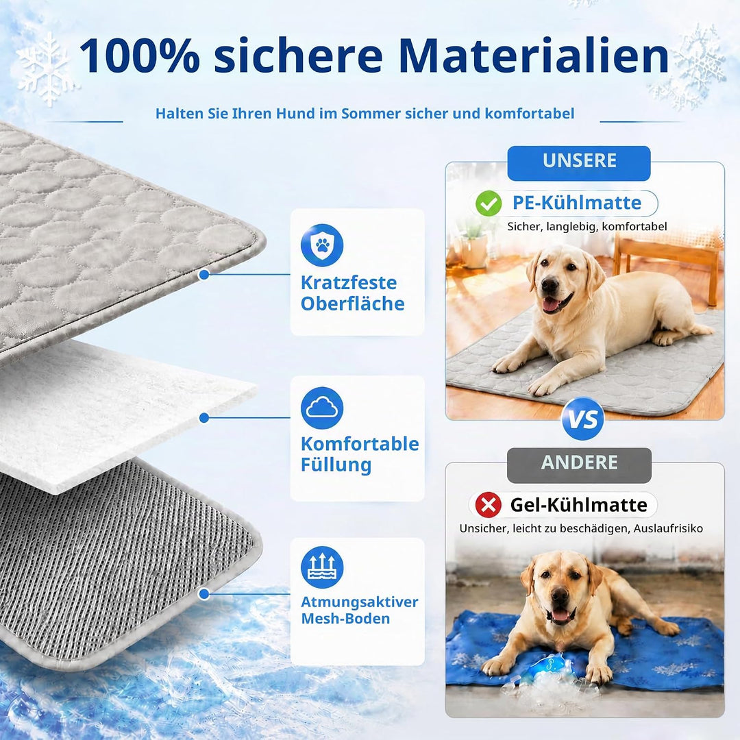 Kühlmatte für Hunde XL 100x70cm, Kühldecke Hund Selbstkühlend Ohne Gel, Atmungsaktive Kühlmatte für